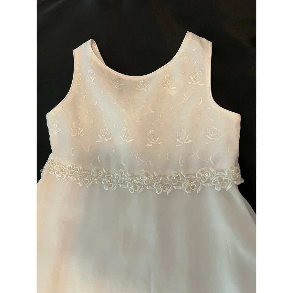 Rare Editions Girls White Embroidered Floral Formal Gown Dress Size 12 E421243A